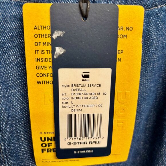 GSTAR RAW Uniform of the Free women's denim overalls jumpsuit L - Picture 4 of 7